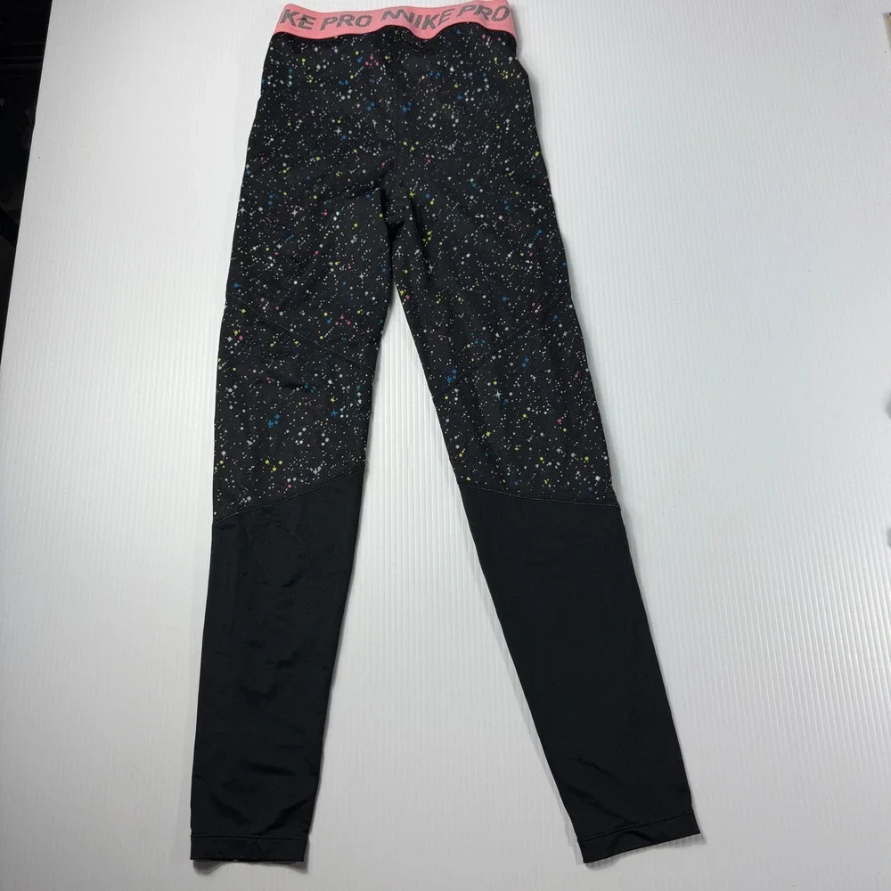 Nike Pro Training Tights Dri-FIT Athletic‎ Leggings Pink Waistband Black XL kids